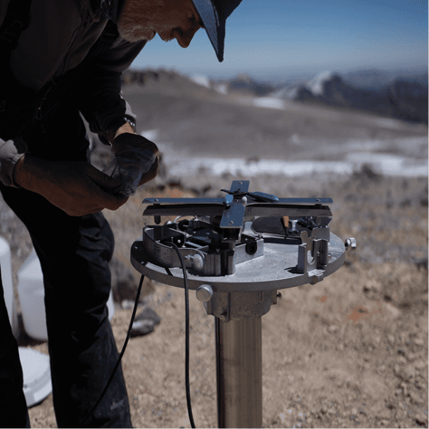 Man installing hydrometeorological equipment