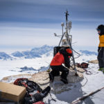 Weather station installation by Dr. Alison Criscitiello (left) and Rebecca Haspel, May 2021. Photo by Zac Robinson.